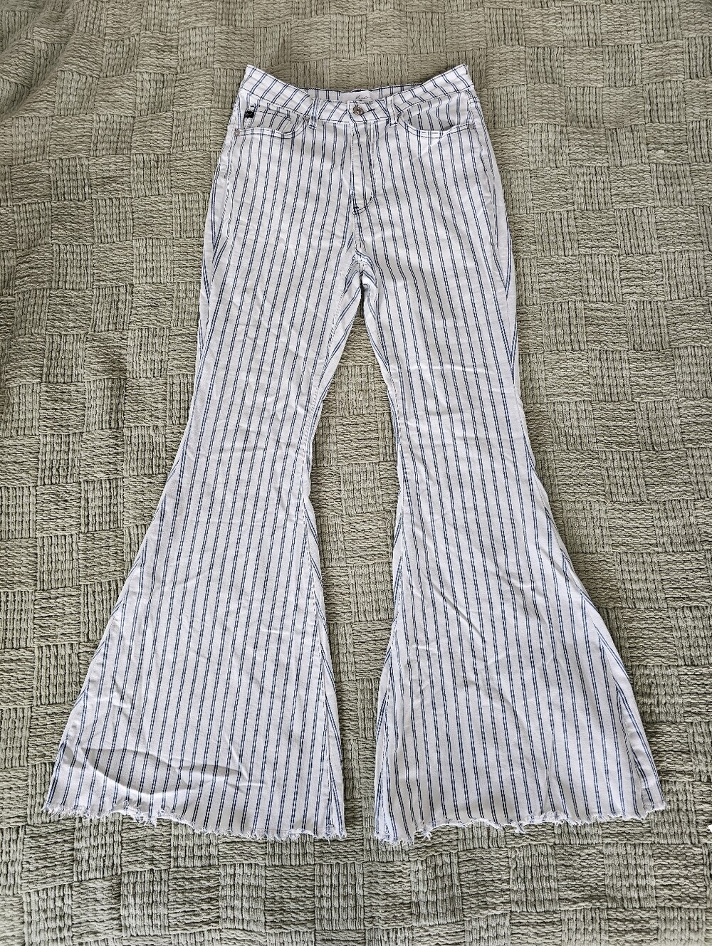 Kancan Striped Bell Bottom Flared Jeans